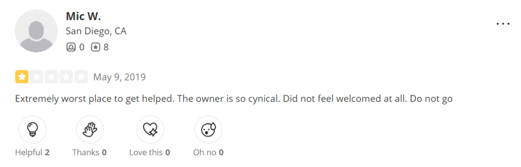 Negative client review