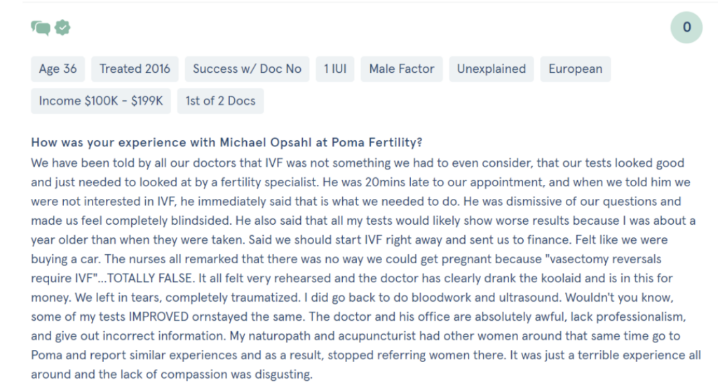 Terrible Experience by a Patient at Poma Fertility