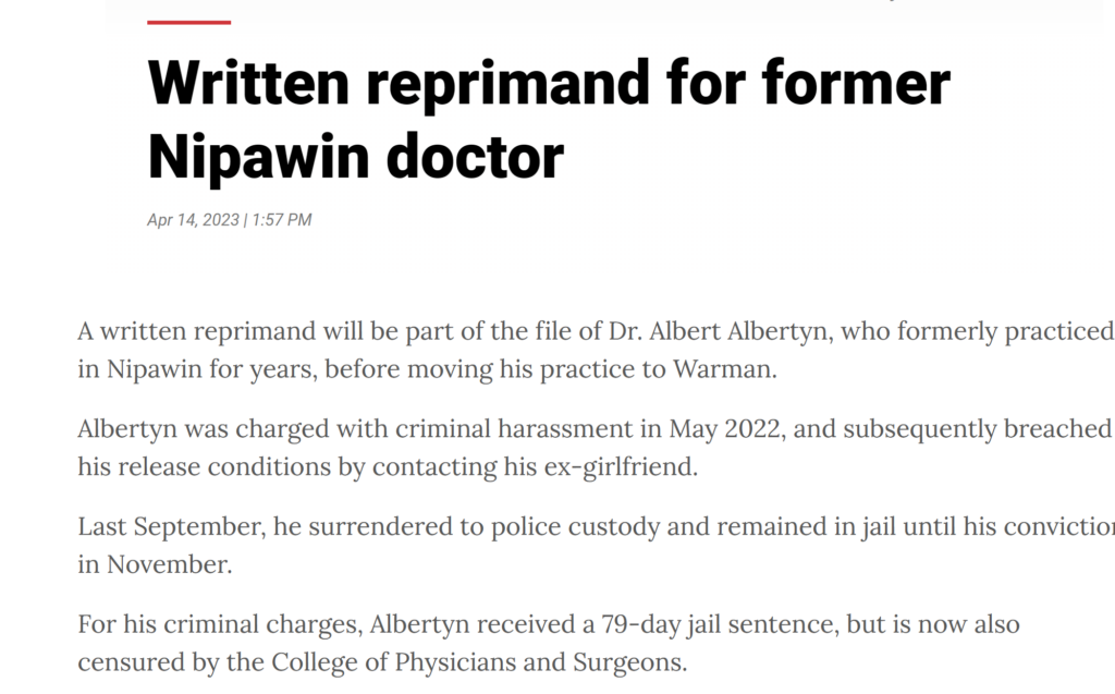 Albert Albertyn Nipawin doctor