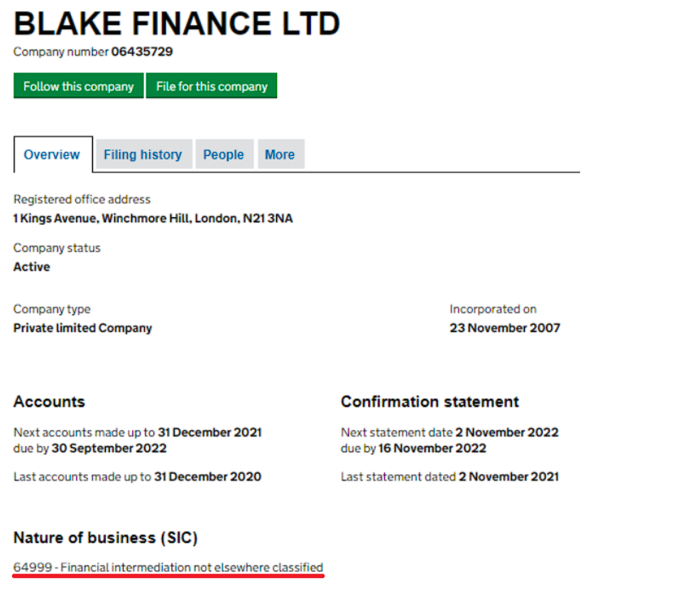 Blake Finance Ltd