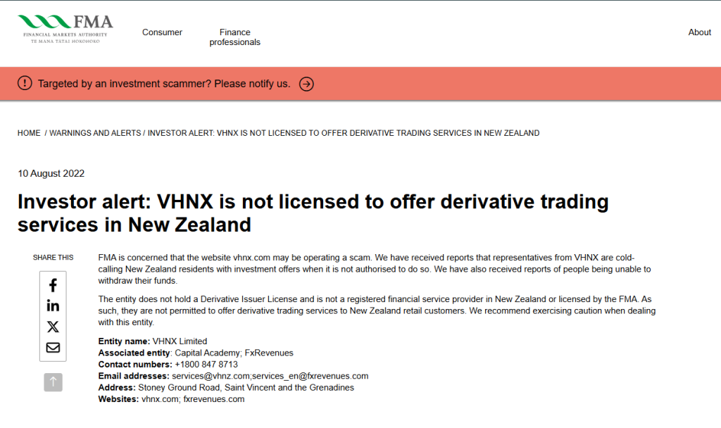 FxRevenues and VHNX